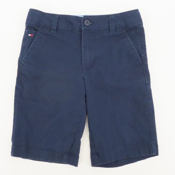 Tommy Hilfiger Boys 8 Blue Chino Shorts 8.5in Inseam Belt Loops Pockets Cotton - Picture 9 of 9